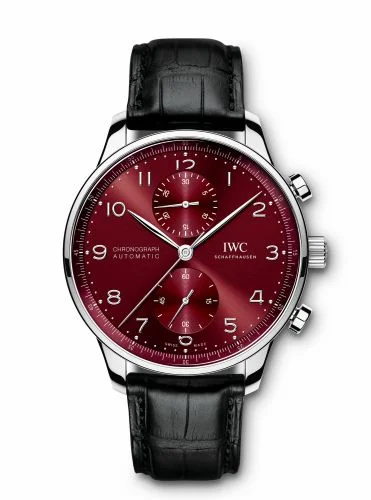 IWC Portugieser Chronograph Stainless Steel / Burgundy IW3716-16 (IW371616)
